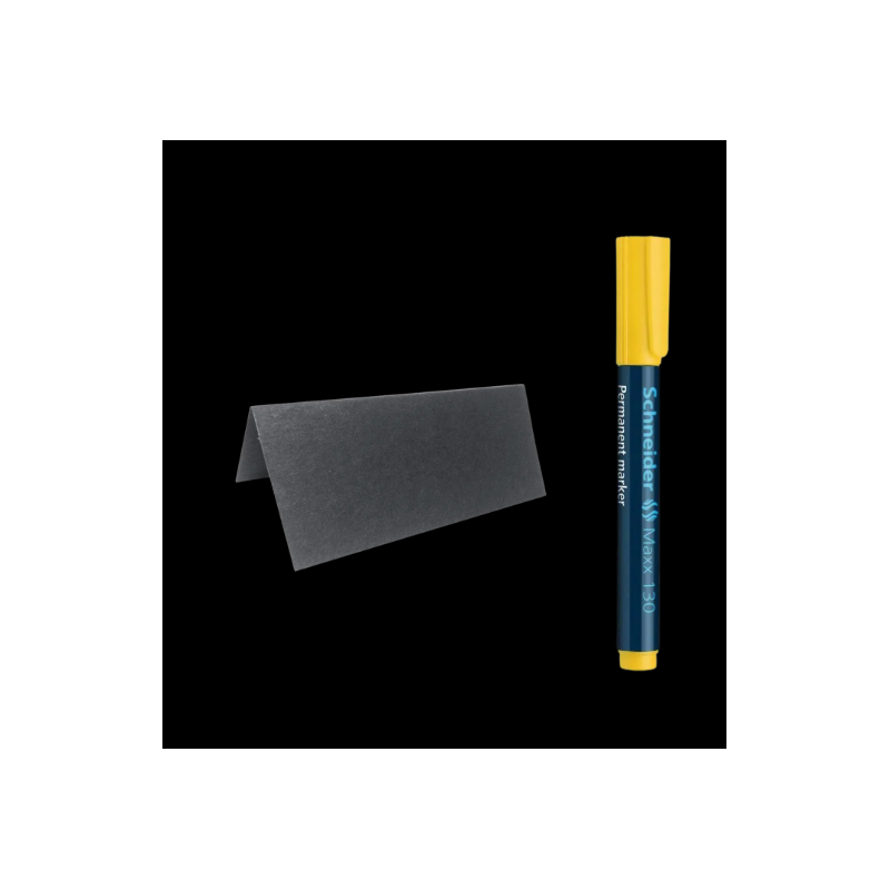 STYLO MARQUEUR JAUNE + 10 ETIQUETTES CHEVALET NOIRES